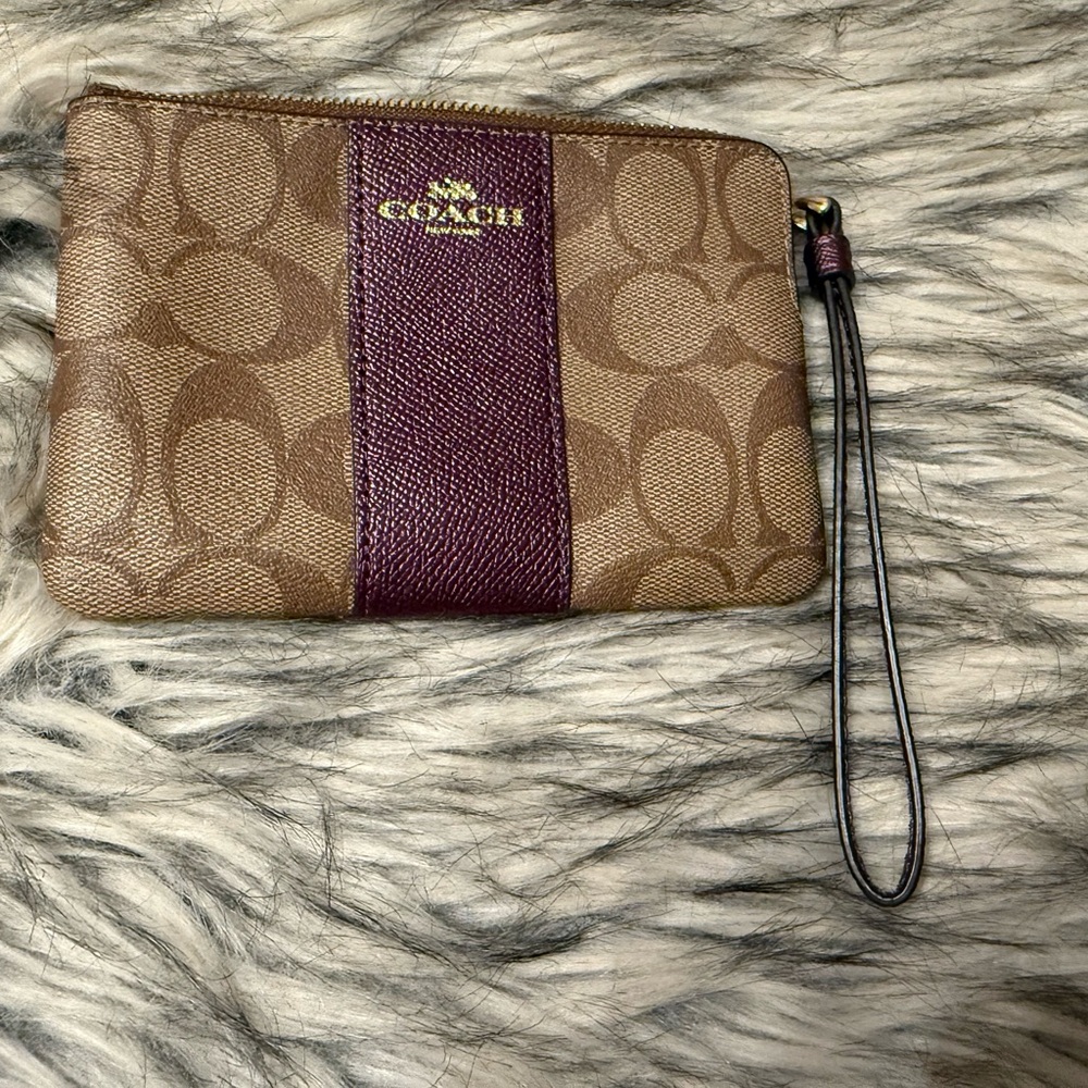 Coach Brown and Purple Wristlet